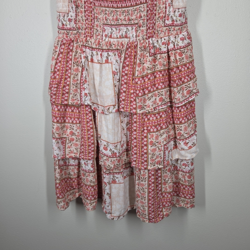 American Eagle Patchwork Printed Floral Smocked T… - image 3